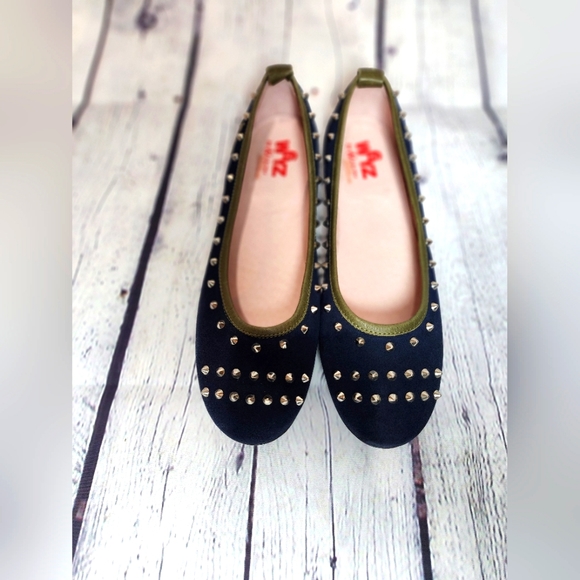 W6YZ Naturino Ballet Flats, Navy Blue & Green, Size 40 - Picture 2 of 12